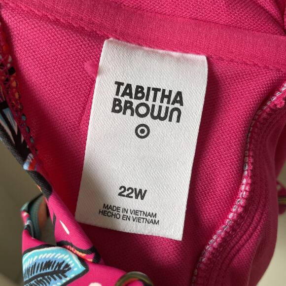 Tabitha Brown For Target One Piece‎ Swim Suit Size 22 W Hot Pink Floral Cheeky - Picture 11 of 11